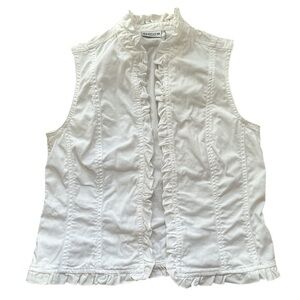 Chicos White Ruffle Open Front Blouse Top Women’s Size 0